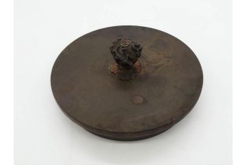 時代物　亀文堂　獣口　家屋風景図　長い歴史を刻んだ趣ある鉄瓶(湯沸、湯瓶、茶道具、茶器)(R-076993)
