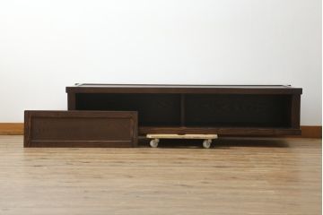 中古　美品　国産民芸家具　タモ材　上質な和の空間づくりにおすすめの水屋箪笥ローボード(テレビボード、テレビ台、リビングボード、サイドボード、収納棚、戸棚)(R-077017)