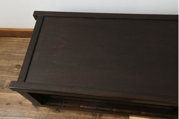 中古　美品　国産民芸家具　タモ材　上質な和の空間づくりにおすすめの水屋箪笥ローボード(テレビボード、テレビ台、リビングボード、サイドボード、収納棚、戸棚)(R-077017)