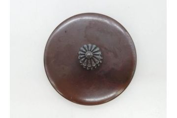時代物　釜師　高木治良兵衛　銀摘み　ころんとしたフォルムがあたたかみを感じる姥口平丸鉄瓶(湯沸、湯瓶、茶道具、茶器、共箱付き、木治良兵衛)(R-077057)