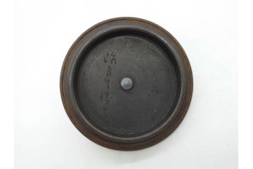 時代物　釜師　高木治良兵衛　銀摘み　ころんとしたフォルムがあたたかみを感じる姥口平丸鉄瓶(湯沸、湯瓶、茶道具、茶器、共箱付き、木治良兵衛)(R-077057)