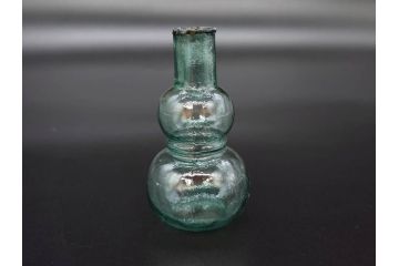 戦前　当時物　瓢箪型　気泡や絶妙なフォルムが味わいのあるニッキ水瓶5個セット(豆ガラス、ちびニッキ水、ガラス容器、駄菓子屋ビン、ペロペロ、レトロガラス、一輪挿し、ひょうたん)(R-077058)