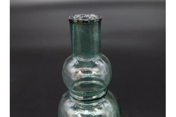 戦前　当時物　瓢箪型　気泡や絶妙なフォルムが味わいのあるニッキ水瓶5個セット(豆ガラス、ちびニッキ水、ガラス容器、駄菓子屋ビン、ペロペロ、レトロガラス、一輪挿し、ひょうたん)(R-077058)