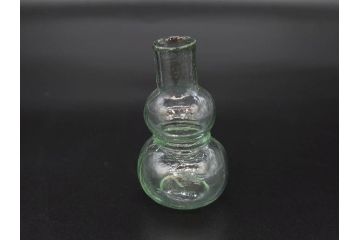 戦前　当時物　瓢箪型　気泡や絶妙なフォルムが味わいのあるニッキ水瓶5個セット(豆ガラス、ちびニッキ水、ガラス容器、駄菓子屋ビン、ペロペロ、レトロガラス、一輪挿し、ひょうたん)(R-077058)