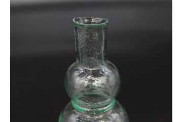 戦前　当時物　瓢箪型　気泡や絶妙なフォルムが味わいのあるニッキ水瓶5個セット(豆ガラス、ちびニッキ水、ガラス容器、駄菓子屋ビン、ペロペロ、レトロガラス、一輪挿し、ひょうたん)(R-077058)