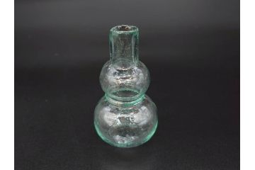 戦前　当時物　瓢箪型　気泡や絶妙なフォルムが味わいのあるニッキ水瓶5個セット(豆ガラス、ちびニッキ水、ガラス容器、駄菓子屋ビン、ペロペロ、レトロガラス、一輪挿し、ひょうたん)(R-077058)