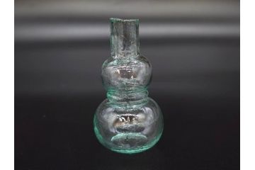 戦前　当時物　瓢箪型　気泡や絶妙なフォルムが味わいのあるニッキ水瓶5個セット(豆ガラス、ちびニッキ水、ガラス容器、駄菓子屋ビン、ペロペロ、レトロガラス、一輪挿し、ひょうたん)(R-077058)