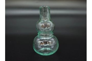 戦前　当時物　瓢箪型　気泡や絶妙なフォルムが味わいのあるニッキ水瓶5個セット(豆ガラス、ちびニッキ水、ガラス容器、駄菓子屋ビン、ペロペロ、レトロガラス、一輪挿し、ひょうたん)(R-077058)