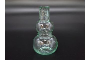 戦前　当時物　瓢箪型　気泡や絶妙なフォルムが味わいのあるニッキ水瓶5個セット(豆ガラス、ちびニッキ水、ガラス容器、駄菓子屋ビン、ペロペロ、レトロガラス、一輪挿し、ひょうたん)(R-077058)