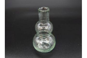 戦前　当時物　瓢箪型　気泡や絶妙なフォルムが味わいのあるニッキ水瓶5個セット(豆ガラス、ちびニッキ水、ガラス容器、駄菓子屋ビン、ペロペロ、レトロガラス、一輪挿し、ひょうたん)(R-077059)
