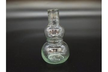 戦前　当時物　瓢箪型　気泡や絶妙なフォルムが味わいのあるニッキ水瓶5個セット(豆ガラス、ちびニッキ水、ガラス容器、駄菓子屋ビン、ペロペロ、レトロガラス、一輪挿し、ひょうたん)(R-077059)