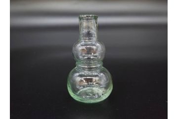 戦前　当時物　瓢箪型　気泡や絶妙なフォルムが味わいのあるニッキ水瓶5個セット(豆ガラス、ちびニッキ水、ガラス容器、駄菓子屋ビン、ペロペロ、レトロガラス、一輪挿し、ひょうたん)(R-077059)