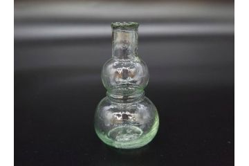 戦前　当時物　瓢箪型　気泡や絶妙なフォルムが味わいのあるニッキ水瓶5個セット(豆ガラス、ちびニッキ水、ガラス容器、駄菓子屋ビン、ペロペロ、レトロガラス、一輪挿し、ひょうたん)(R-077059)