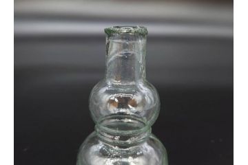 戦前　当時物　瓢箪型　気泡や絶妙なフォルムが味わいのあるニッキ水瓶5個セット(豆ガラス、ちびニッキ水、ガラス容器、駄菓子屋ビン、ペロペロ、レトロガラス、一輪挿し、ひょうたん)(R-077059)