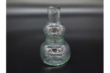 戦前　当時物　瓢箪型　気泡や絶妙なフォルムが味わいのあるニッキ水瓶5個セット(豆ガラス、ちびニッキ水、ガラス容器、駄菓子屋ビン、ペロペロ、レトロガラス、一輪挿し、ひょうたん)(R-077059)