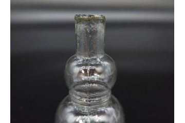 戦前　当時物　瓢箪型　気泡や絶妙なフォルムが味わいのあるニッキ水瓶5個セット(豆ガラス、ちびニッキ水、ガラス容器、駄菓子屋ビン、ペロペロ、レトロガラス、一輪挿し、ひょうたん)(R-077059)