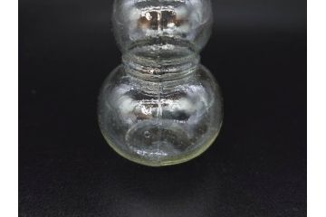 戦前　当時物　瓢箪型　気泡や絶妙なフォルムが味わいのあるニッキ水瓶5個セット(豆ガラス、ちびニッキ水、ガラス容器、駄菓子屋ビン、ペロペロ、レトロガラス、一輪挿し、ひょうたん)(R-077059)