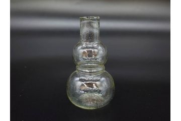 戦前　当時物　瓢箪型　気泡や絶妙なフォルムが味わいのあるニッキ水瓶5個セット(豆ガラス、ちびニッキ水、ガラス容器、駄菓子屋ビン、ペロペロ、レトロガラス、一輪挿し、ひょうたん)(R-077059)