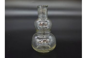 戦前　当時物　瓢箪型　気泡や絶妙なフォルムが味わいのあるニッキ水瓶5個セット(豆ガラス、ちびニッキ水、ガラス容器、駄菓子屋ビン、ペロペロ、レトロガラス、一輪挿し、ひょうたん)(R-077059)
