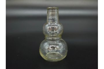 戦前　当時物　瓢箪型　気泡や絶妙なフォルムが味わいのあるニッキ水瓶5個セット(豆ガラス、ちびニッキ水、ガラス容器、駄菓子屋ビン、ペロペロ、レトロガラス、一輪挿し、ひょうたん)(R-077059)