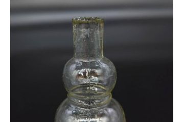 戦前　当時物　瓢箪型　気泡や絶妙なフォルムが味わいのあるニッキ水瓶5個セット(豆ガラス、ちびニッキ水、ガラス容器、駄菓子屋ビン、ペロペロ、レトロガラス、一輪挿し、ひょうたん)(R-077059)