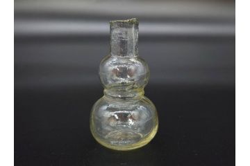 戦前　当時物　瓢箪型　気泡や絶妙なフォルムが味わいのあるニッキ水瓶5個セット(豆ガラス、ちびニッキ水、ガラス容器、駄菓子屋ビン、ペロペロ、レトロガラス、一輪挿し、ひょうたん)(R-077060)