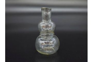 戦前　当時物　瓢箪型　気泡や絶妙なフォルムが味わいのあるニッキ水瓶5個セット(豆ガラス、ちびニッキ水、ガラス容器、駄菓子屋ビン、ペロペロ、レトロガラス、一輪挿し、ひょうたん)(R-077060)
