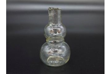 戦前　当時物　瓢箪型　気泡や絶妙なフォルムが味わいのあるニッキ水瓶5個セット(豆ガラス、ちびニッキ水、ガラス容器、駄菓子屋ビン、ペロペロ、レトロガラス、一輪挿し、ひょうたん)(R-077060)