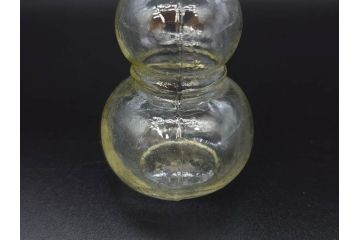戦前　当時物　瓢箪型　気泡や絶妙なフォルムが味わいのあるニッキ水瓶5個セット(豆ガラス、ちびニッキ水、ガラス容器、駄菓子屋ビン、ペロペロ、レトロガラス、一輪挿し、ひょうたん)(R-077060)