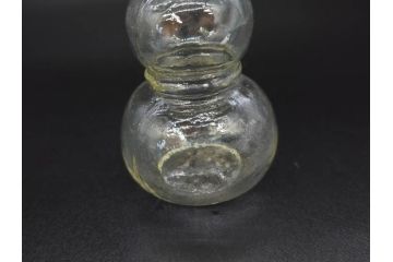 戦前　当時物　瓢箪型　気泡や絶妙なフォルムが味わいのあるニッキ水瓶5個セット(豆ガラス、ちびニッキ水、ガラス容器、駄菓子屋ビン、ペロペロ、レトロガラス、一輪挿し、ひょうたん)(R-077060)