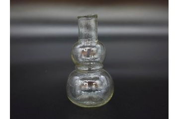 戦前　当時物　瓢箪型　気泡や絶妙なフォルムが味わいのあるニッキ水瓶5個セット(豆ガラス、ちびニッキ水、ガラス容器、駄菓子屋ビン、ペロペロ、レトロガラス、一輪挿し、ひょうたん)(R-077060)