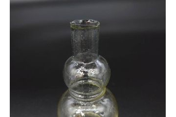 戦前　当時物　瓢箪型　気泡や絶妙なフォルムが味わいのあるニッキ水瓶5個セット(豆ガラス、ちびニッキ水、ガラス容器、駄菓子屋ビン、ペロペロ、レトロガラス、一輪挿し、ひょうたん)(R-077060)