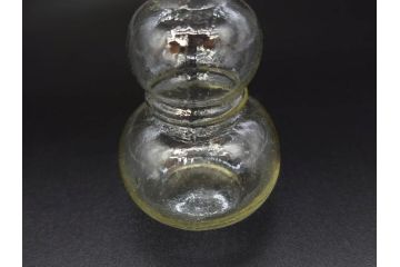 戦前　当時物　瓢箪型　気泡や絶妙なフォルムが味わいのあるニッキ水瓶5個セット(豆ガラス、ちびニッキ水、ガラス容器、駄菓子屋ビン、ペロペロ、レトロガラス、一輪挿し、ひょうたん)(R-077060)