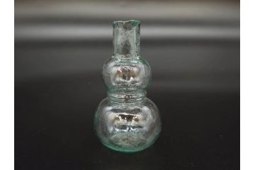 戦前　当時物　瓢箪型　気泡や絶妙なフォルムが味わいのあるニッキ水瓶5個セット(豆ガラス、ちびニッキ水、ガラス容器、駄菓子屋ビン、ペロペロ、レトロガラス、一輪挿し、ひょうたん)(R-077060)