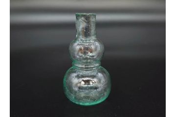 戦前　当時物　瓢箪型　気泡や絶妙なフォルムが味わいのあるニッキ水瓶5個セット(豆ガラス、ちびニッキ水、ガラス容器、駄菓子屋ビン、ペロペロ、レトロガラス、一輪挿し、ひょうたん)(R-077060)