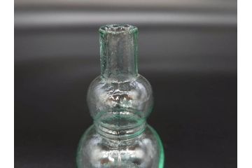 戦前　当時物　瓢箪型　気泡や絶妙なフォルムが味わいのあるニッキ水瓶5個セット(豆ガラス、ちびニッキ水、ガラス容器、駄菓子屋ビン、ペロペロ、レトロガラス、一輪挿し、ひょうたん)(R-077060)