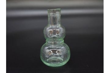 戦前　当時物　瓢箪型　気泡や絶妙なフォルムが味わいのあるニッキ水瓶5個セット(豆ガラス、ちびニッキ水、ガラス容器、駄菓子屋ビン、ペロペロ、レトロガラス、一輪挿し、ひょうたん)(R-077060)
