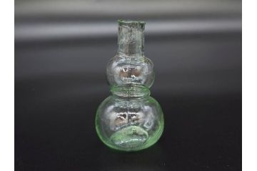 戦前　当時物　瓢箪型　気泡や絶妙なフォルムが味わいのあるニッキ水瓶5個セット(豆ガラス、ちびニッキ水、ガラス容器、駄菓子屋ビン、ペロペロ、レトロガラス、一輪挿し、ひょうたん)(R-077061)