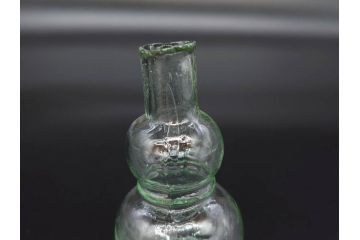 戦前　当時物　瓢箪型　気泡や絶妙なフォルムが味わいのあるニッキ水瓶5個セット(豆ガラス、ちびニッキ水、ガラス容器、駄菓子屋ビン、ペロペロ、レトロガラス、一輪挿し、ひょうたん)(R-077061)