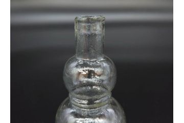 戦前　当時物　瓢箪型　気泡や絶妙なフォルムが味わいのあるニッキ水瓶5個セット(豆ガラス、ちびニッキ水、ガラス容器、駄菓子屋ビン、ペロペロ、レトロガラス、一輪挿し、ひょうたん)(R-077061)