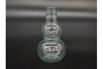 戦前　当時物　瓢箪型　気泡や絶妙なフォルムが味わいのあるニッキ水瓶5個セット(豆ガラス、ちびニッキ水、ガラス容器、駄菓子屋ビン、ペロペロ、レトロガラス、一輪挿し、ひょうたん)(R-077061)