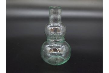戦前　当時物　瓢箪型　気泡や絶妙なフォルムが味わいのあるニッキ水瓶5個セット(豆ガラス、ちびニッキ水、ガラス容器、駄菓子屋ビン、ペロペロ、レトロガラス、一輪挿し、ひょうたん)(R-077061)