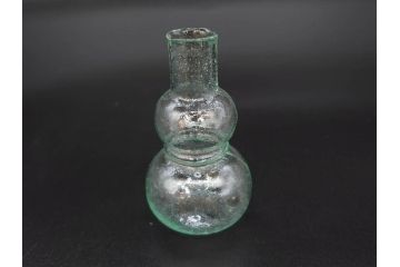 戦前　当時物　瓢箪型　気泡や絶妙なフォルムが味わいのあるニッキ水瓶5個セット(豆ガラス、ちびニッキ水、ガラス容器、駄菓子屋ビン、ペロペロ、レトロガラス、一輪挿し、ひょうたん)(R-077061)