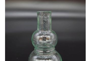 戦前　当時物　瓢箪型　気泡や絶妙なフォルムが味わいのあるニッキ水瓶5個セット(豆ガラス、ちびニッキ水、ガラス容器、駄菓子屋ビン、ペロペロ、レトロガラス、一輪挿し、ひょうたん)(R-077061)