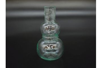 戦前　当時物　瓢箪型　気泡や絶妙なフォルムが味わいのあるニッキ水瓶5個セット(豆ガラス、ちびニッキ水、ガラス容器、駄菓子屋ビン、ペロペロ、レトロガラス、一輪挿し、ひょうたん)(R-077061)