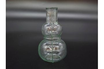 戦前　当時物　瓢箪型　気泡や絶妙なフォルムが味わいのあるニッキ水瓶5個セット(豆ガラス、ちびニッキ水、ガラス容器、駄菓子屋ビン、ペロペロ、レトロガラス、一輪挿し、ひょうたん)(R-077062)