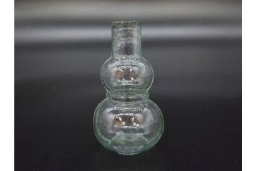 戦前　当時物　瓢箪型　気泡や絶妙なフォルムが味わいのあるニッキ水瓶5個セット(豆ガラス、ちびニッキ水、ガラス容器、駄菓子屋ビン、ペロペロ、レトロガラス、一輪挿し、ひょうたん)(R-077062)