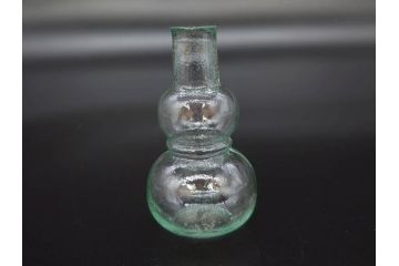 戦前　当時物　瓢箪型　気泡や絶妙なフォルムが味わいのあるニッキ水瓶5個セット(豆ガラス、ちびニッキ水、ガラス容器、駄菓子屋ビン、ペロペロ、レトロガラス、一輪挿し、ひょうたん)(R-077062)