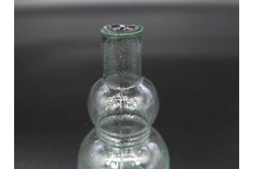 戦前　当時物　瓢箪型　気泡や絶妙なフォルムが味わいのあるニッキ水瓶5個セット(豆ガラス、ちびニッキ水、ガラス容器、駄菓子屋ビン、ペロペロ、レトロガラス、一輪挿し、ひょうたん)(R-077062)