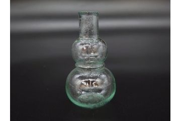 戦前　当時物　瓢箪型　気泡や絶妙なフォルムが味わいのあるニッキ水瓶5個セット(豆ガラス、ちびニッキ水、ガラス容器、駄菓子屋ビン、ペロペロ、レトロガラス、一輪挿し、ひょうたん)(R-077062)